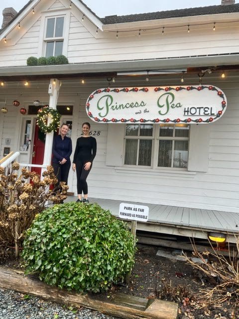 Jen & Emma at the Princess and the pea hotel