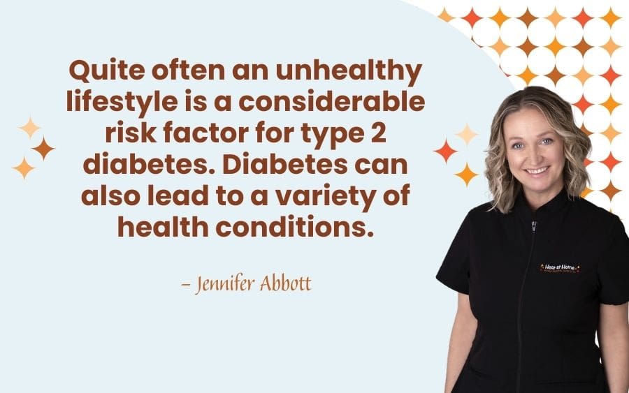 Quite often an unhealthy lifestyle is a considerable risk factor for type 2 diabetes. Diabetes can also lead to a variety of health conditions.